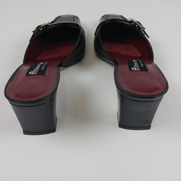 Etienne Aigner Mule Heels Size 5.5 Black Leather - Picture 5 of 7
